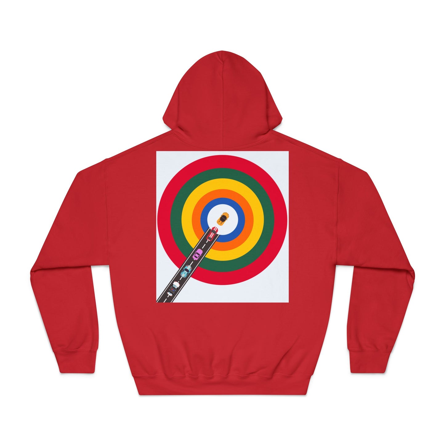 Dynamic Racing Circles Hoodie - F1 Inspired Design with Car Focus