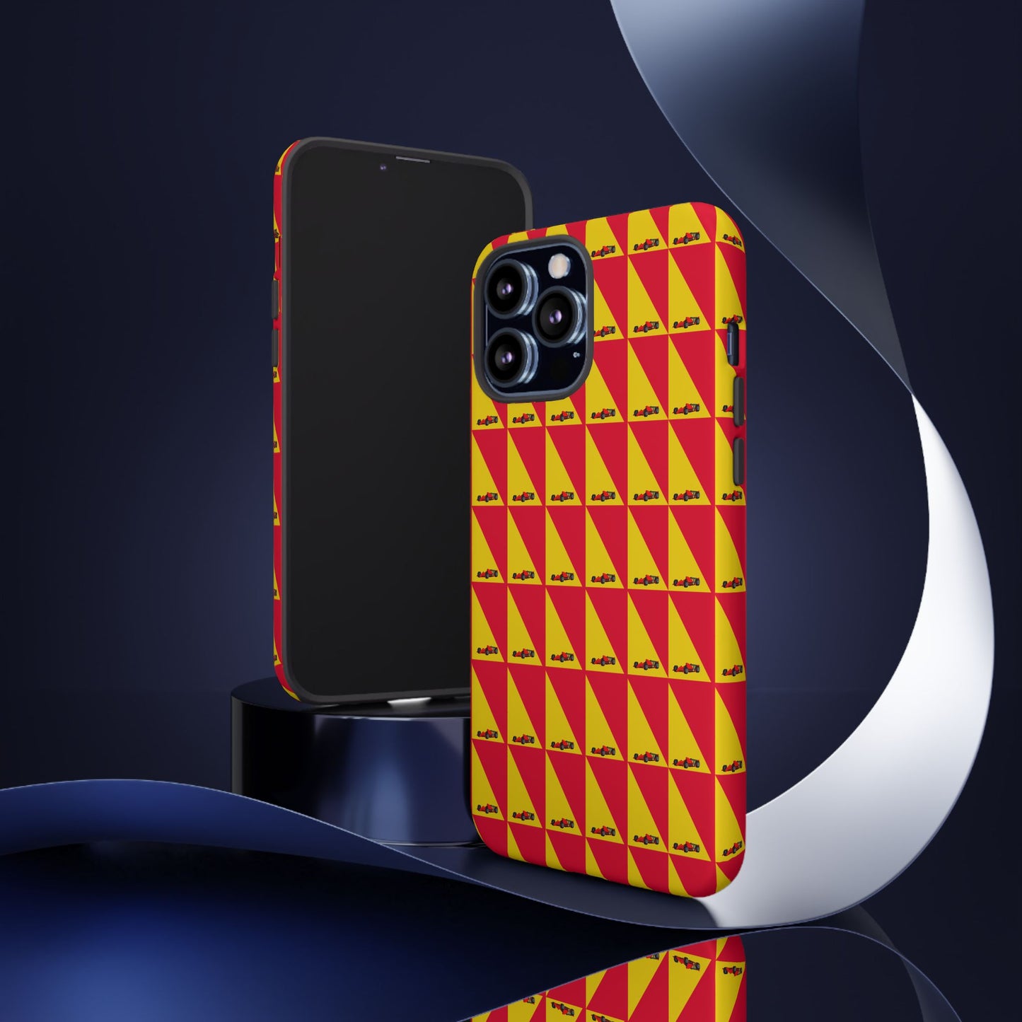WIP25 iPhone Case – Triangular Grid Car Pattern | Sleek Racing-Inspired Tough Cases Design