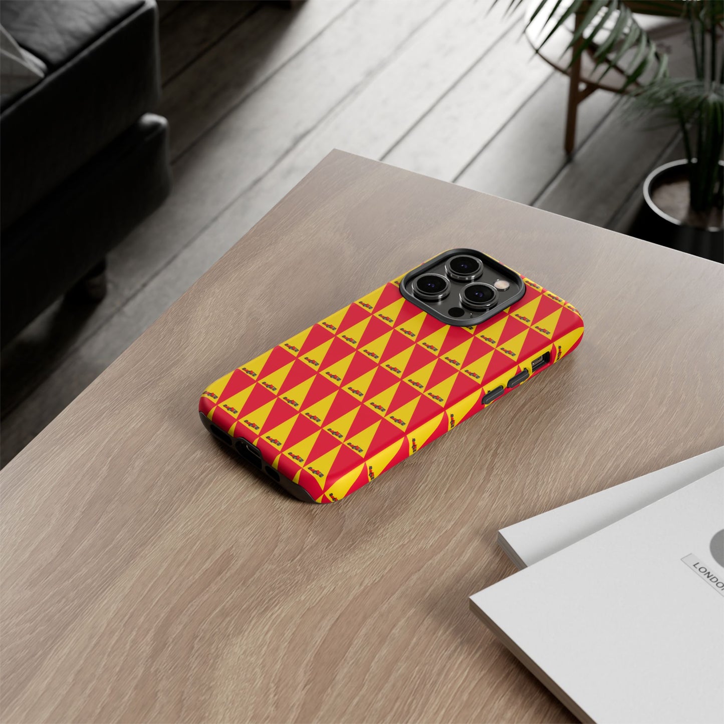 WIP25 iPhone Case – Triangular Grid Car Pattern | Sleek Racing-Inspired Tough Cases Design