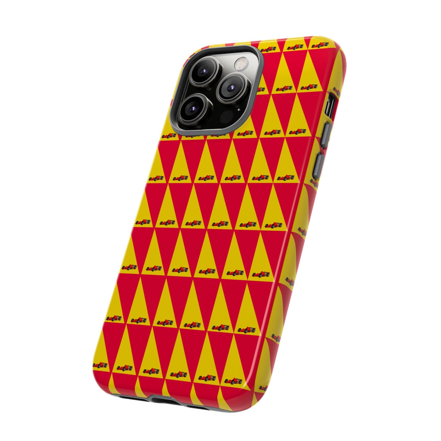WIP25 iPhone Case – Triangular Grid Car Pattern | Sleek Racing-Inspired Tough Cases Design