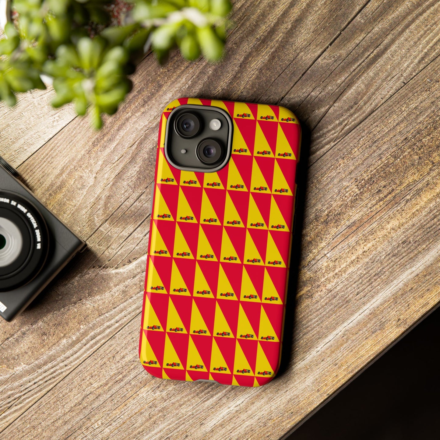 WIP25 iPhone Case – Triangular Grid Car Pattern | Sleek Racing-Inspired Tough Cases Design