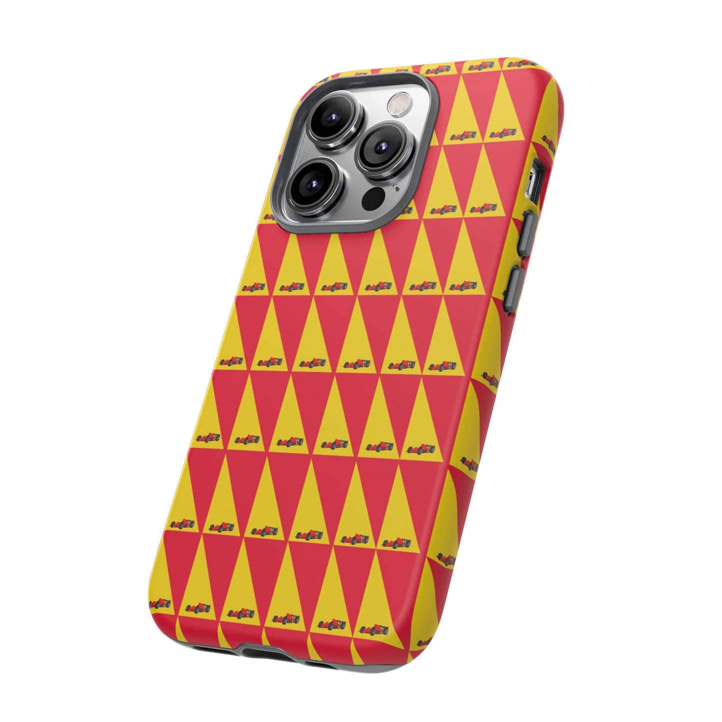 WIP25 iPhone Case – Triangular Grid Car Pattern | Sleek Racing-Inspired Tough Cases Design