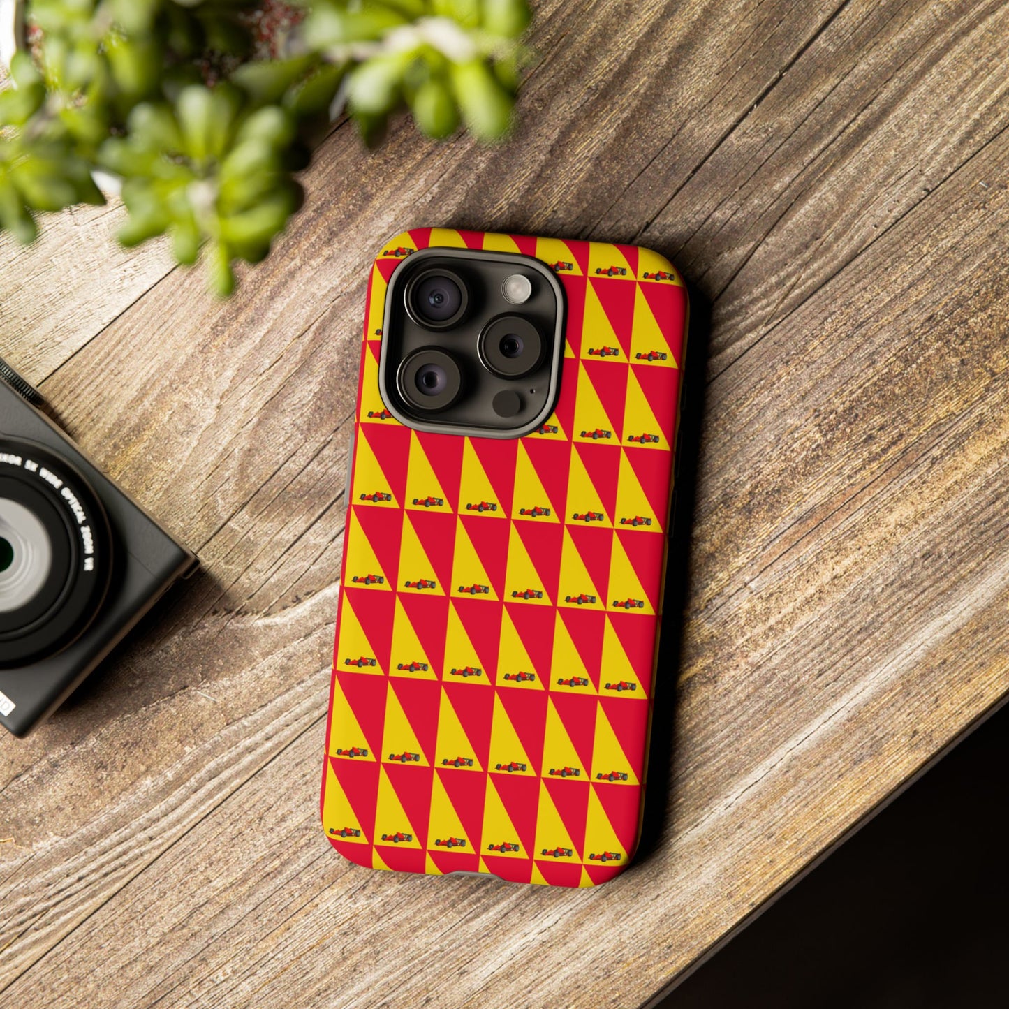 WIP25 iPhone Case – Triangular Grid Car Pattern | Sleek Racing-Inspired Tough Cases Design