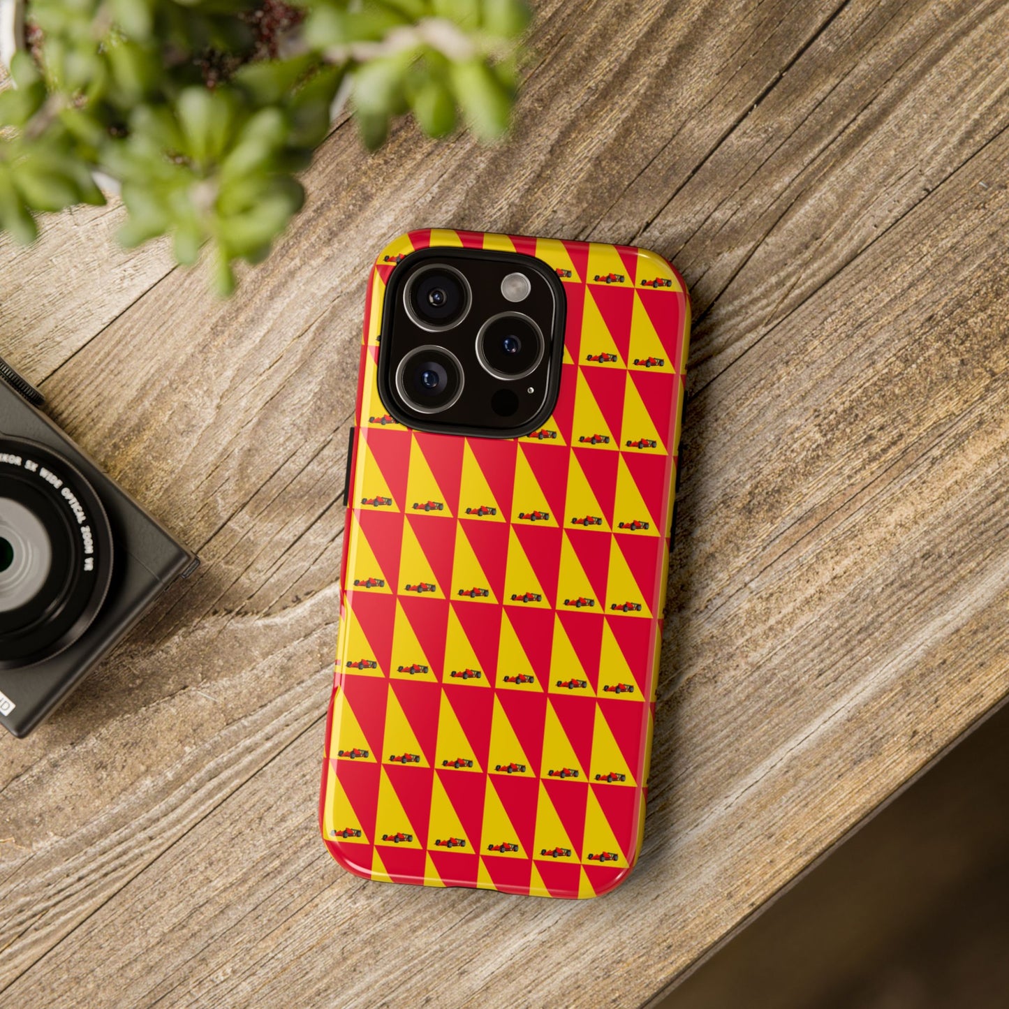 WIP25 iPhone Case – Triangular Grid Car Pattern | Sleek Racing-Inspired Tough Cases Design