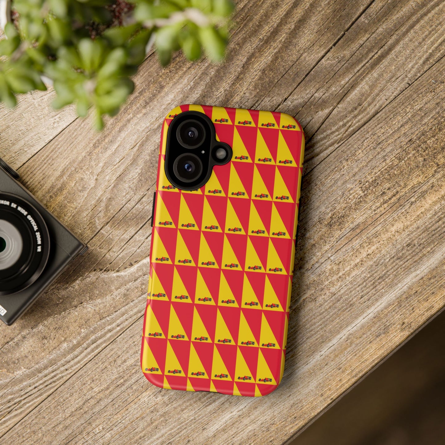WIP25 iPhone Case – Triangular Grid Car Pattern | Sleek Racing-Inspired Tough Cases Design