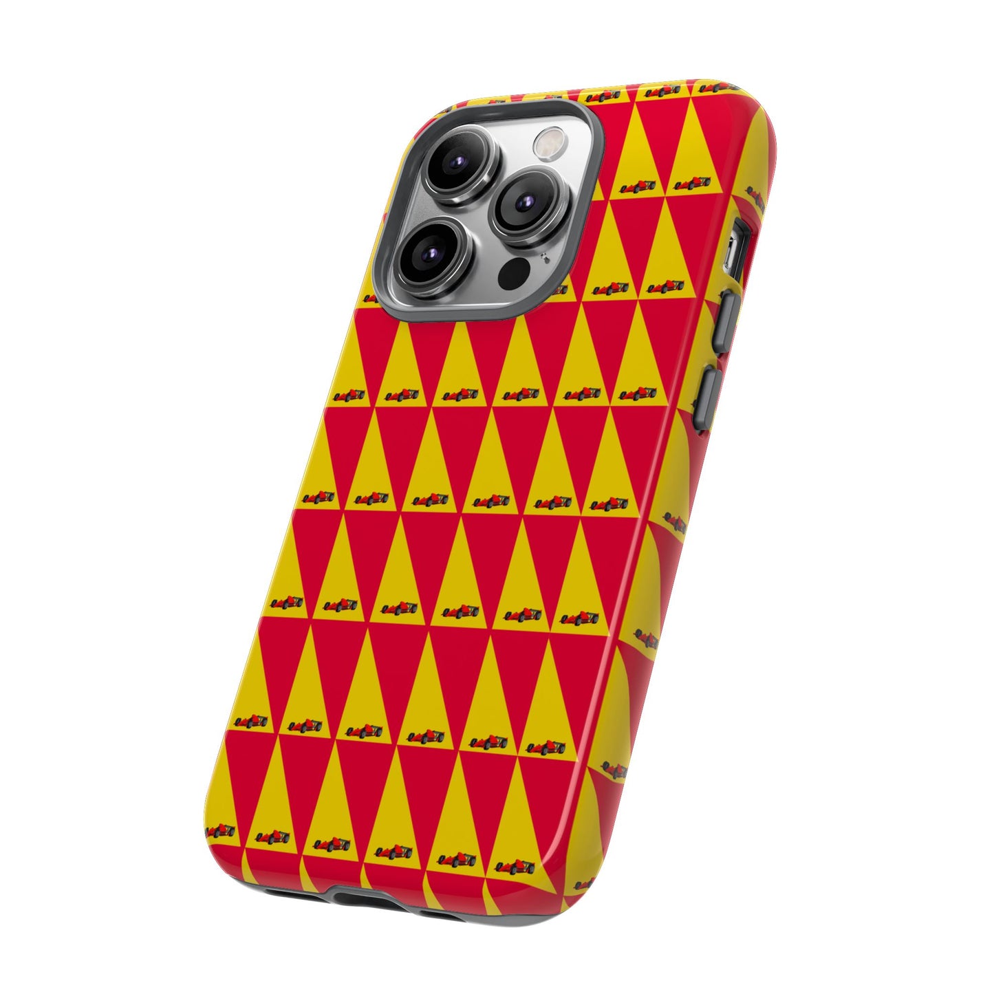 WIP25 iPhone Case – Triangular Grid Car Pattern | Sleek Racing-Inspired Tough Cases Design