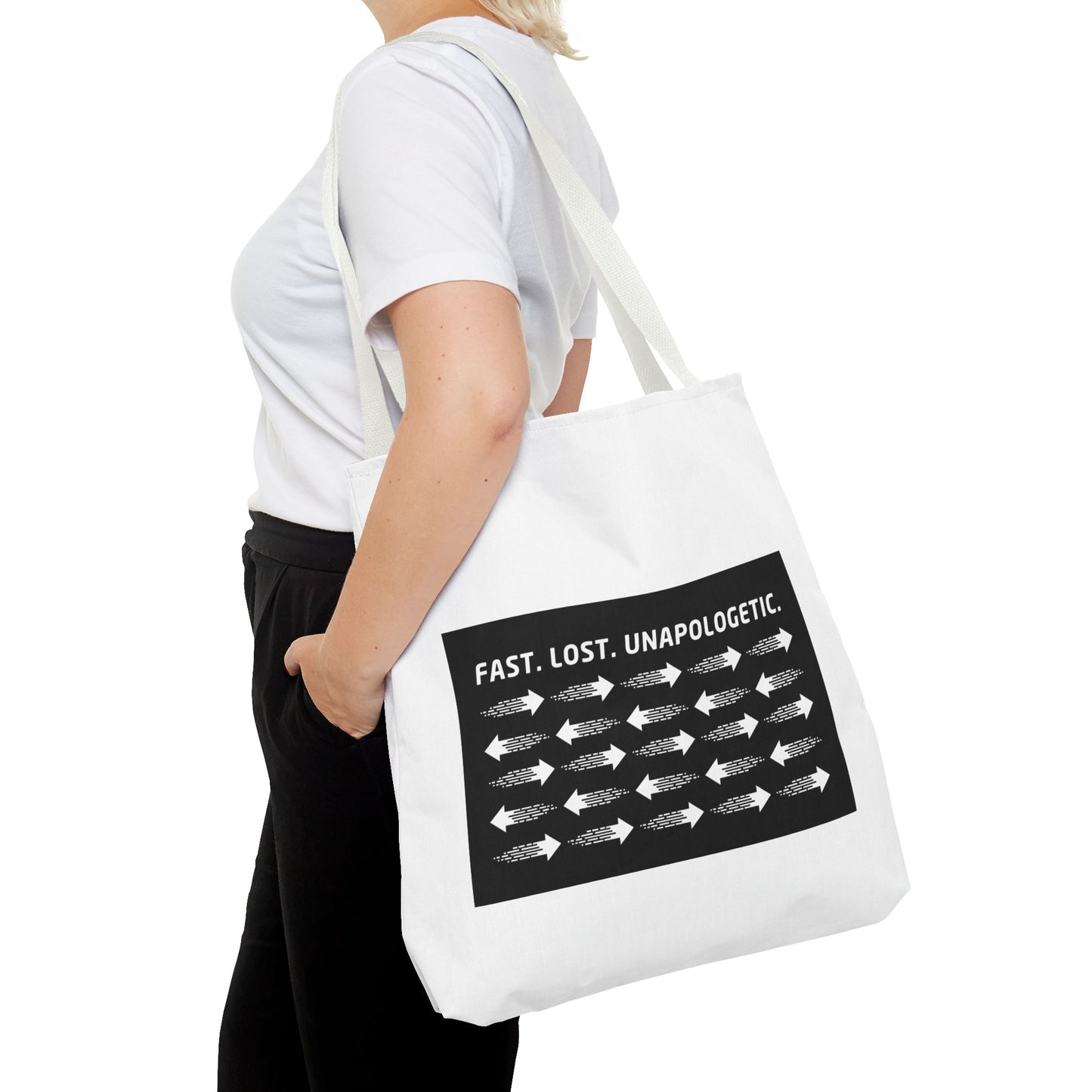 Fast. Lost. Unapologetic. – WIP25 Arrow Chaos Tote Bag