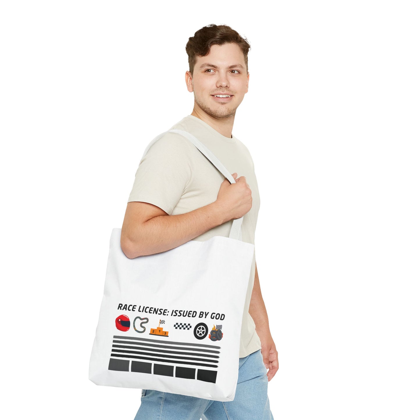 Race License: Issued by God – WIP25 Motorsports Tote Bag