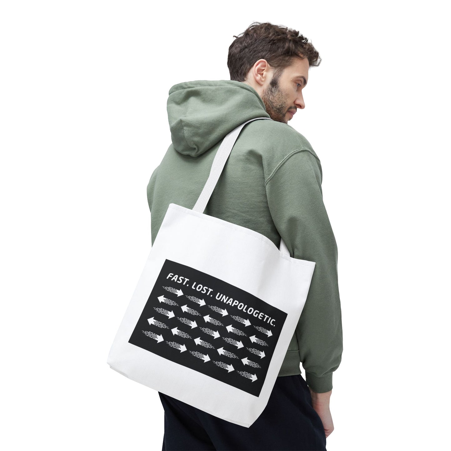 Fast. Lost. Unapologetic. – WIP25 Arrow Chaos Tote Bag