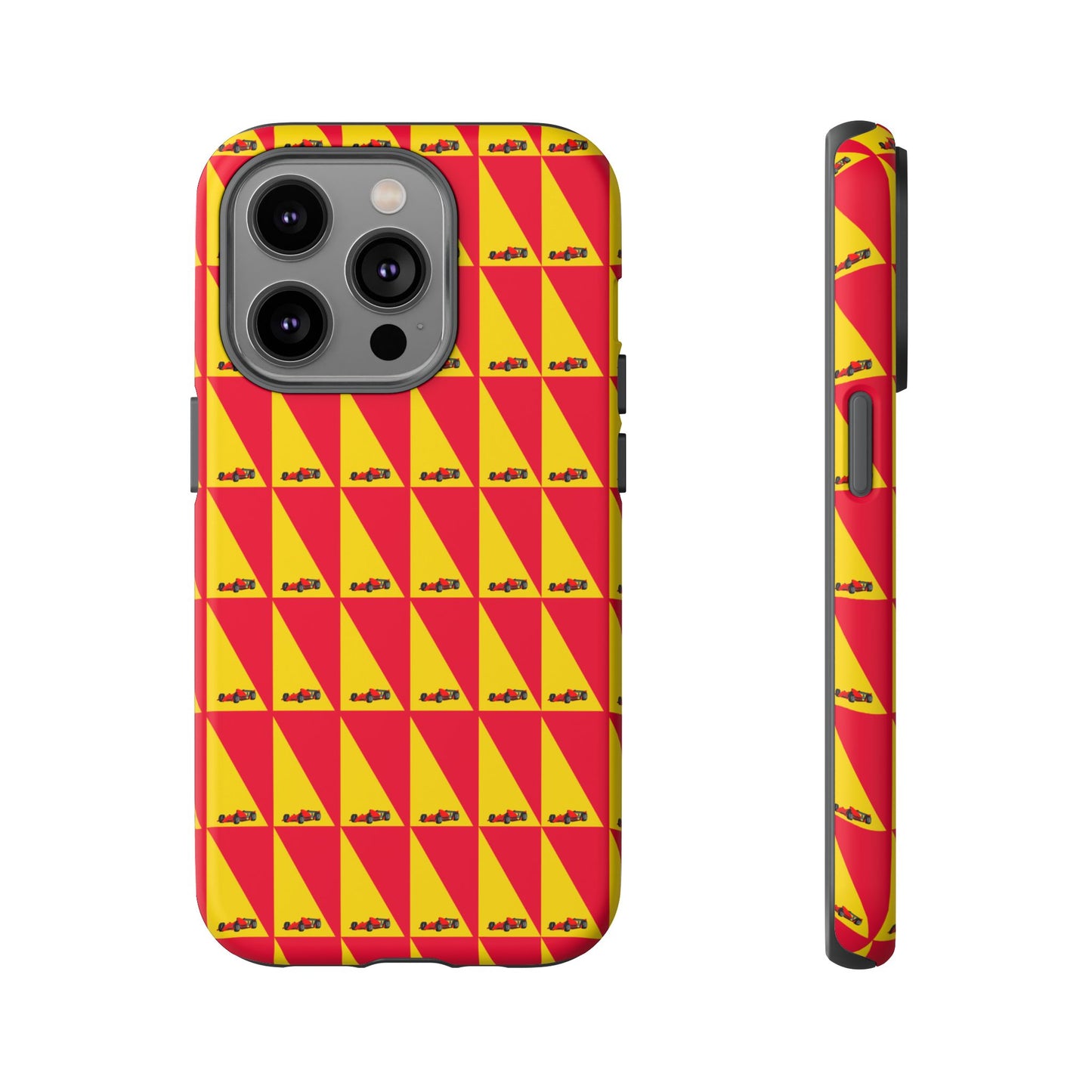 WIP25 iPhone Case – Triangular Grid Car Pattern | Sleek Racing-Inspired Tough Cases Design