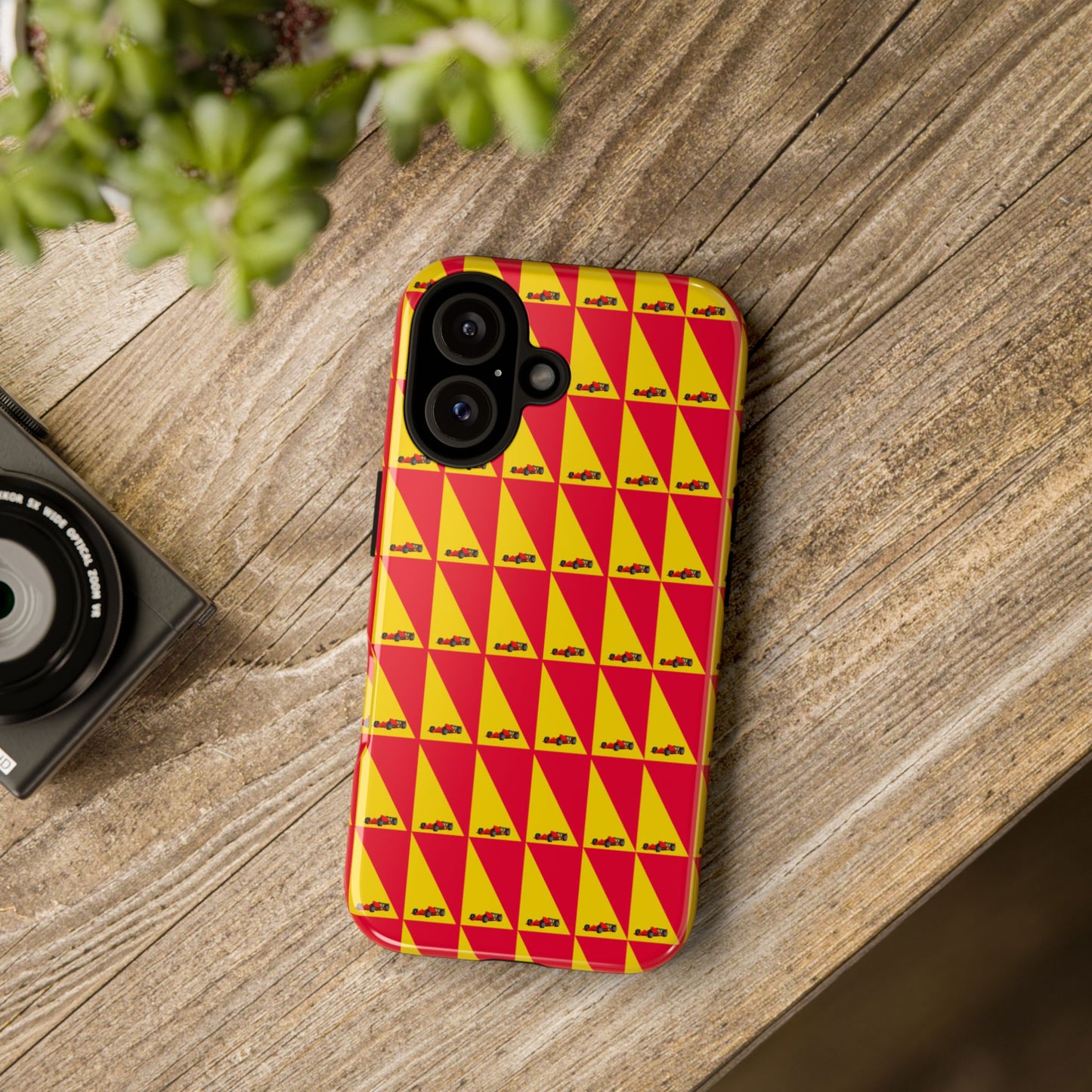 WIP25 iPhone Case – Triangular Grid Car Pattern | Sleek Racing-Inspired Tough Cases Design