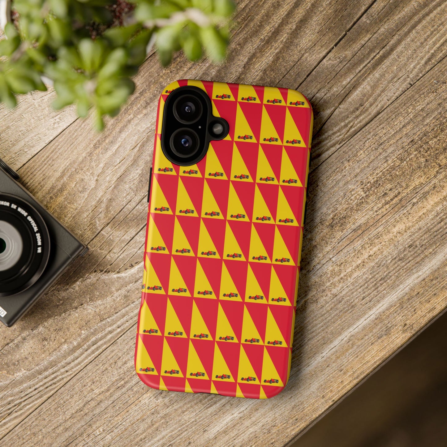 WIP25 iPhone Case – Triangular Grid Car Pattern | Sleek Racing-Inspired Tough Cases Design