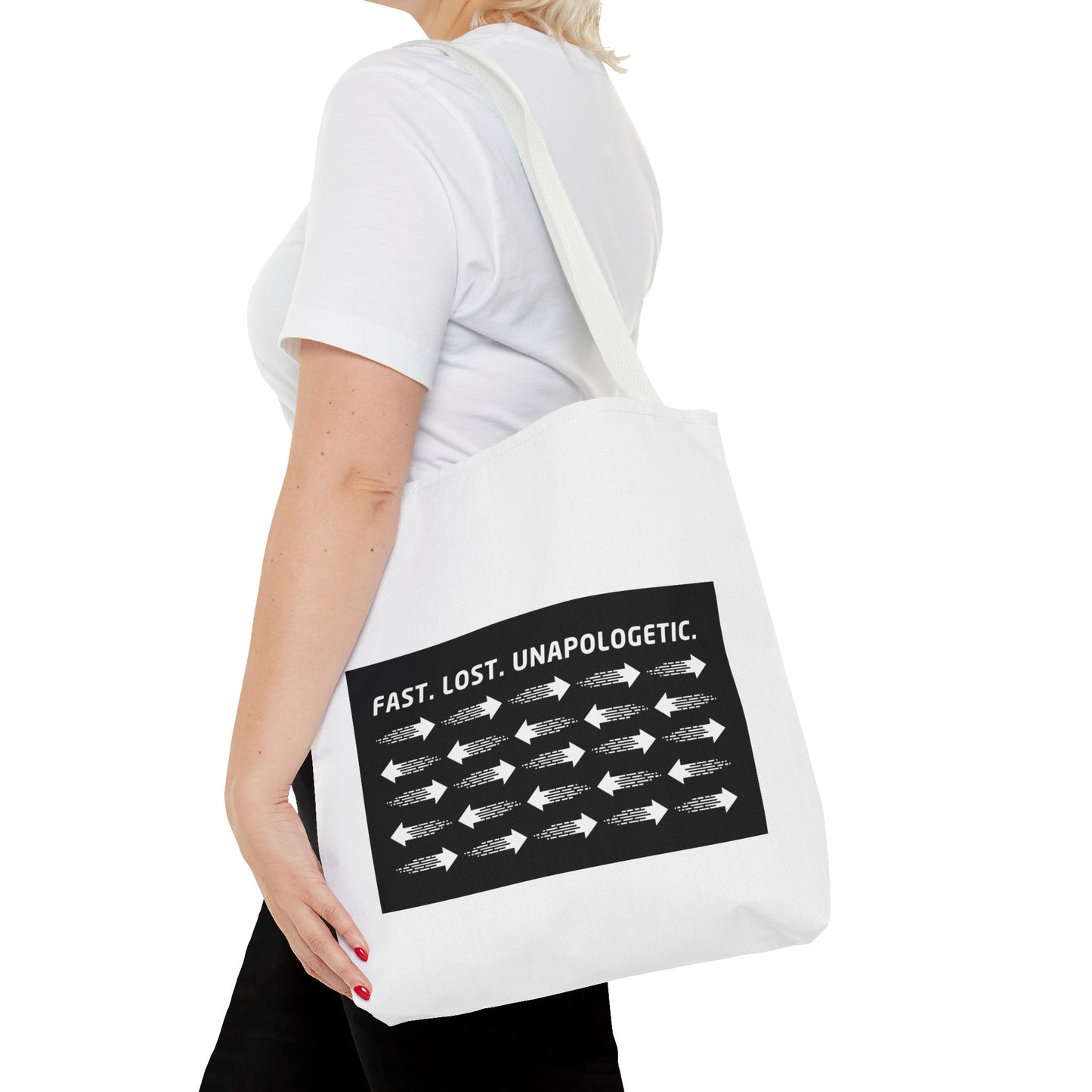 Fast. Lost. Unapologetic. – WIP25 Arrow Chaos Tote Bag