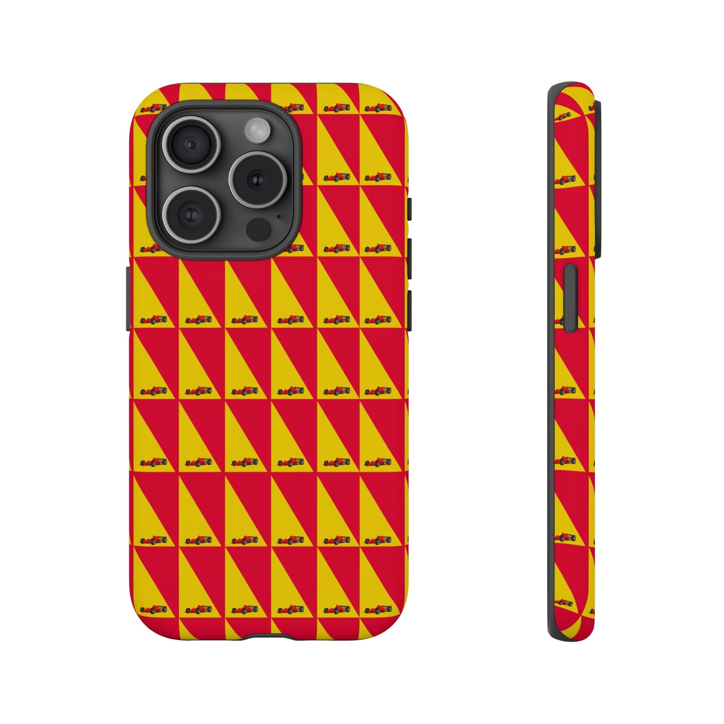 WIP25 iPhone Case – Triangular Grid Car Pattern | Sleek Racing-Inspired Tough Cases Design