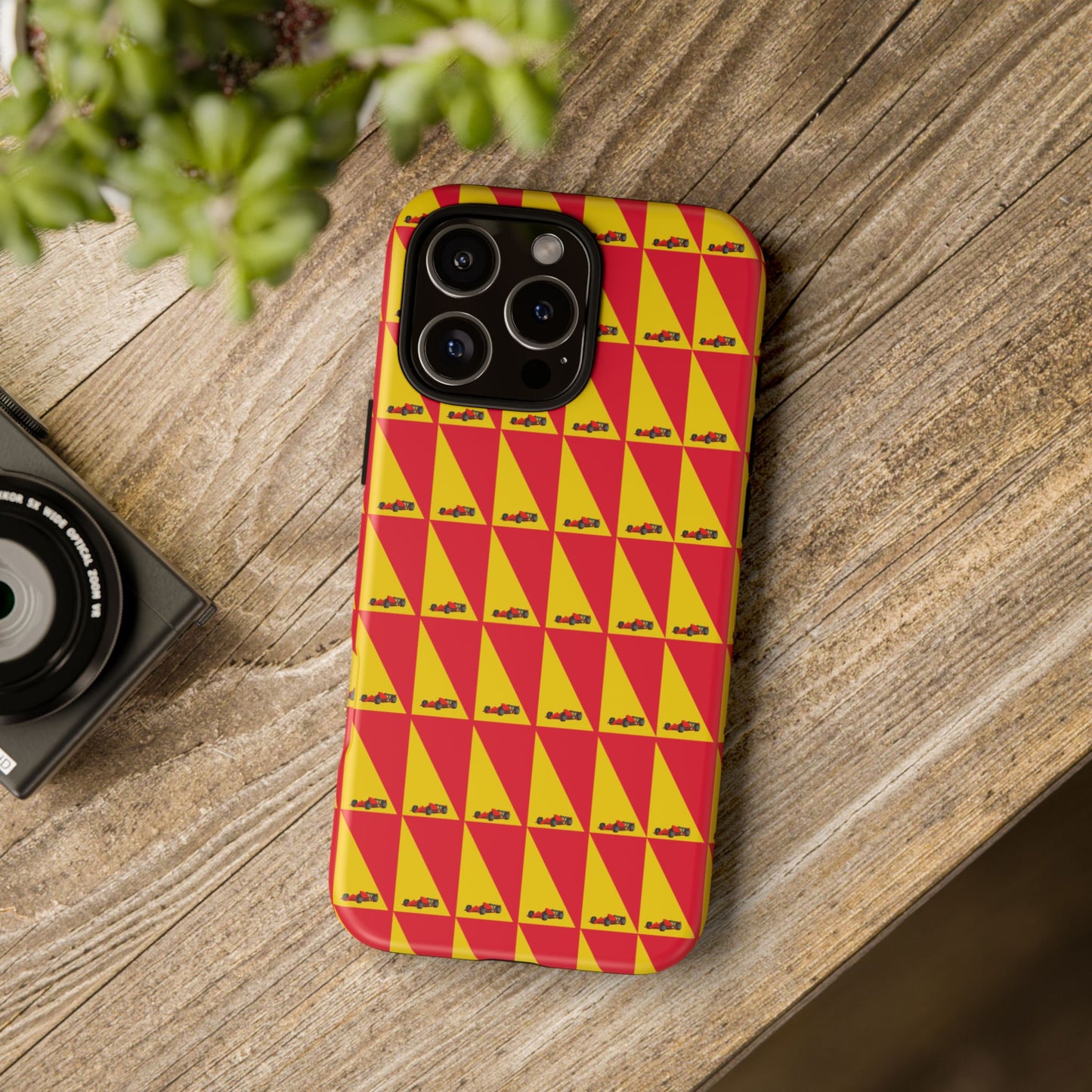 WIP25 iPhone Case – Triangular Grid Car Pattern | Sleek Racing-Inspired Tough Cases Design