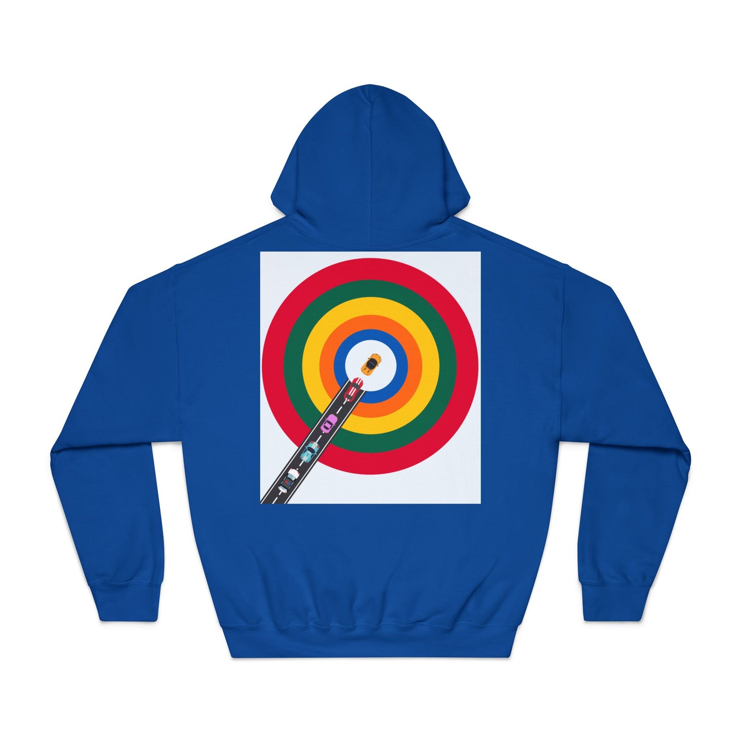 Dynamic Racing Circles Hoodie - F1 Inspired Design with Car Focus