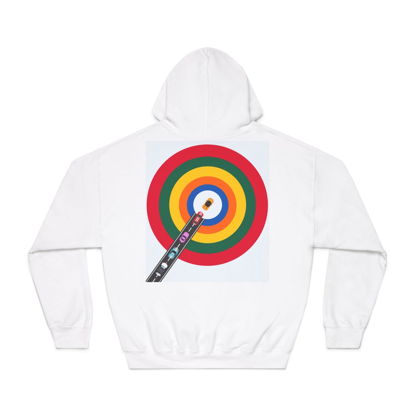 Dynamic Racing Circles Hoodie - F1 Inspired Design with Car Focus
