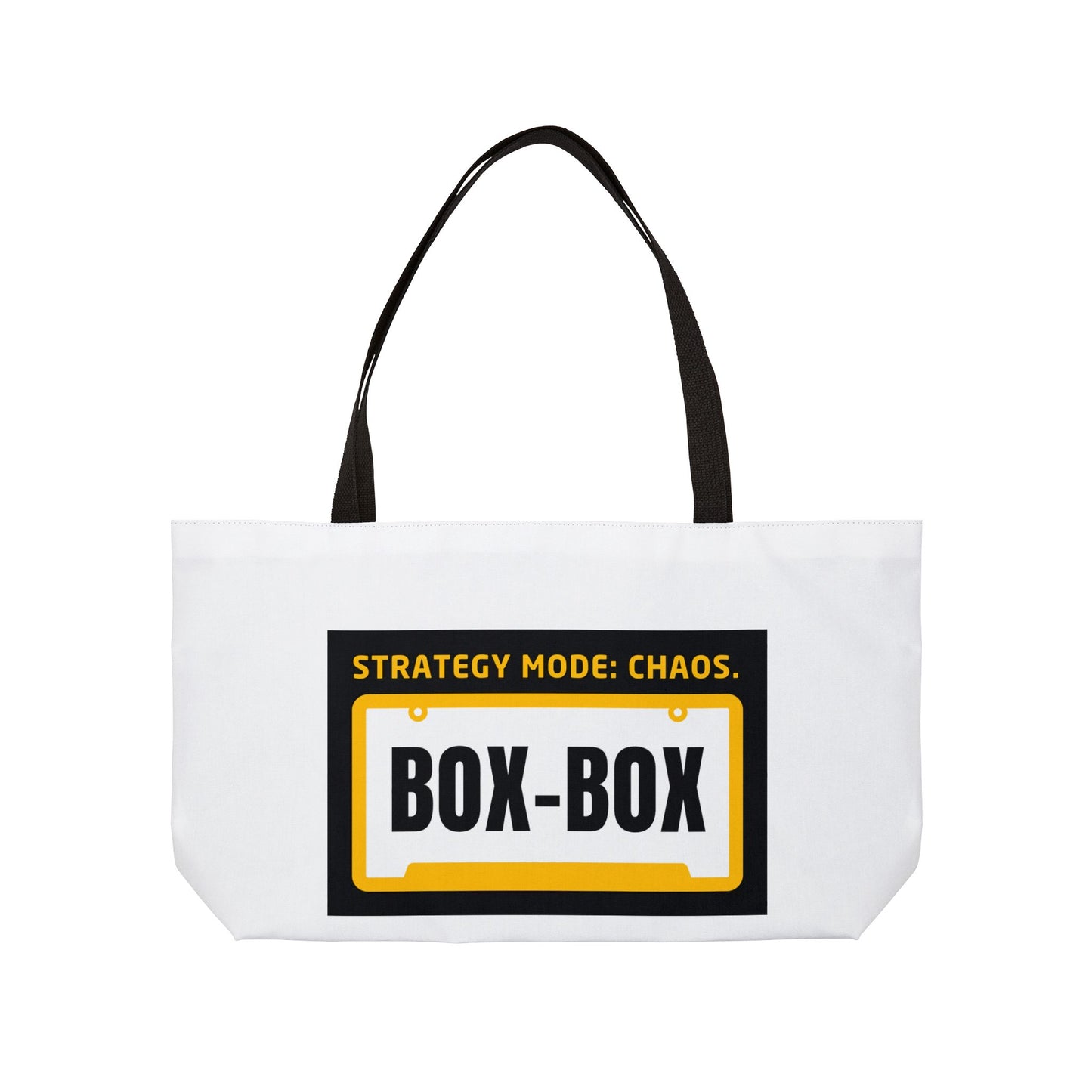 BOX BOX| Strategy Mode: Chaos – WIP25 F1-Inspired Weekender Tote Bag for Travel & Leisure
