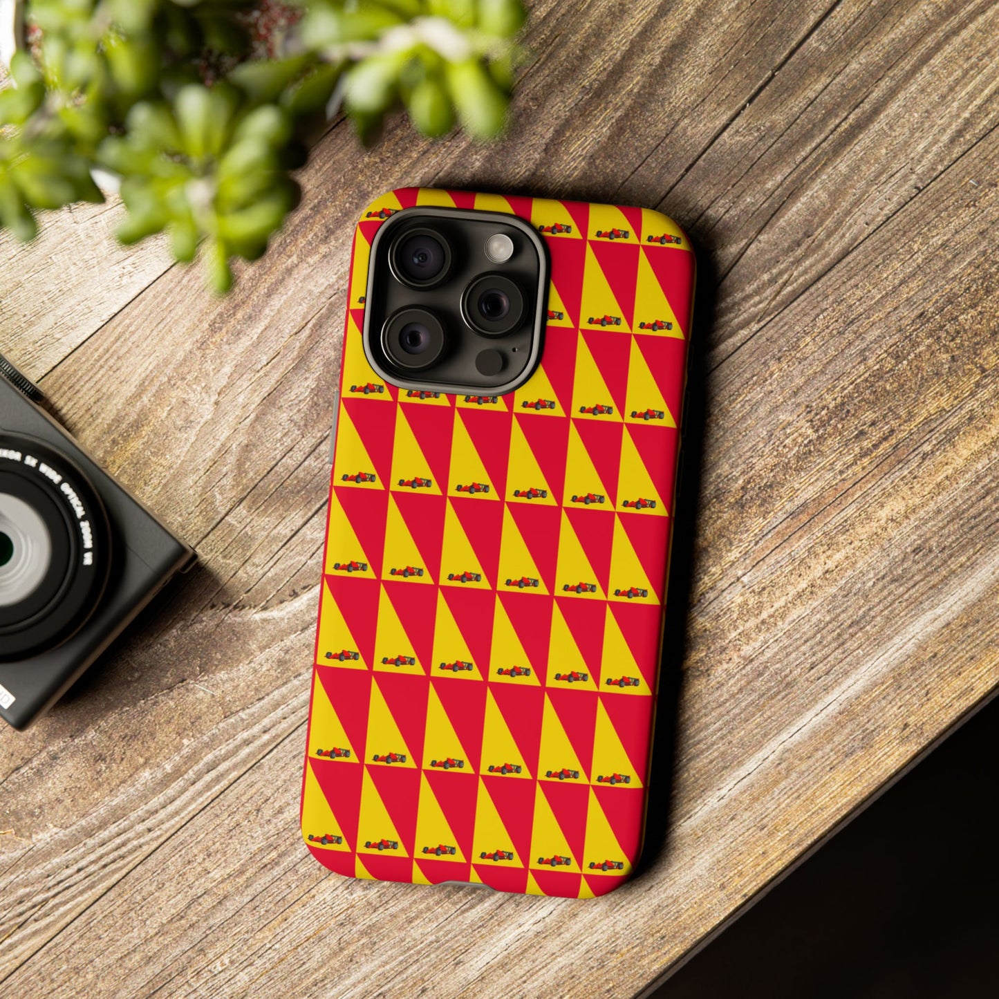 WIP25 iPhone Case – Triangular Grid Car Pattern | Sleek Racing-Inspired Tough Cases Design