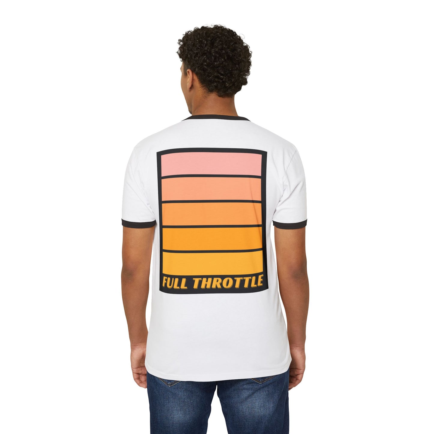 Retro 'Full Throttle' Unisex Cotton Ringer T-Shirt for Bold Statement